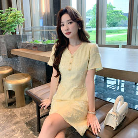 奢姿大码女装2026夏季减龄粗花半开领连衣裙胖妹妹时尚轻奢裙子9952869852