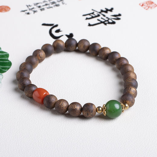 xy0437沉香+南红碧玉吉祥手串 商品图1