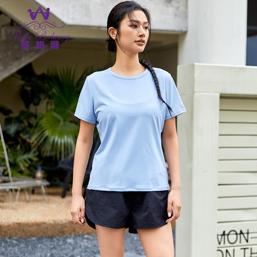 【清仓打包促】慕柏郦宽松健身服吸湿排汗跑步运动上衣短袖款春夏轻薄伽服罩衫1892 商品图2
