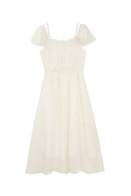 鹿向南「海岛小调」法式气质连衣裙女夏新款度假风设计感收腰长裙QYM002554 商品图2