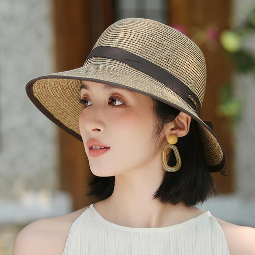 春夏蝴蝶结大檐草帽防晒休闲简约渔夫帽日系优雅遮阳帽A5-1-M2997 商品图2