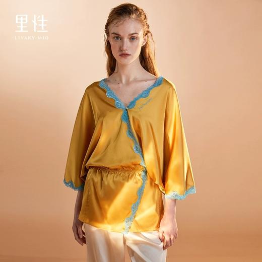 里性 LIVARY MIO 宣言 性感蕾丝真丝睡袍复古晨袍家居服 商品图1