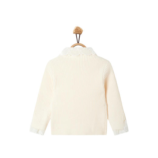 【辛巴娜娜】simbanana女童秋冬新款宝宝蕾丝花边领口基础百搭打底针织衫 商品图1