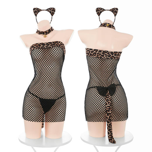 【情趣内衣】霏慕 风情小豹娘网眼透身套装6304 商品图8