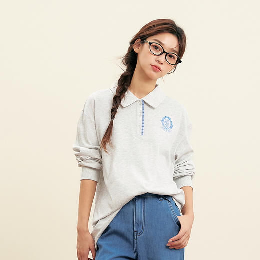 笛莎Deesha青少年女童T恤2025秋季女童花朵刺绣poloT恤 商品图3