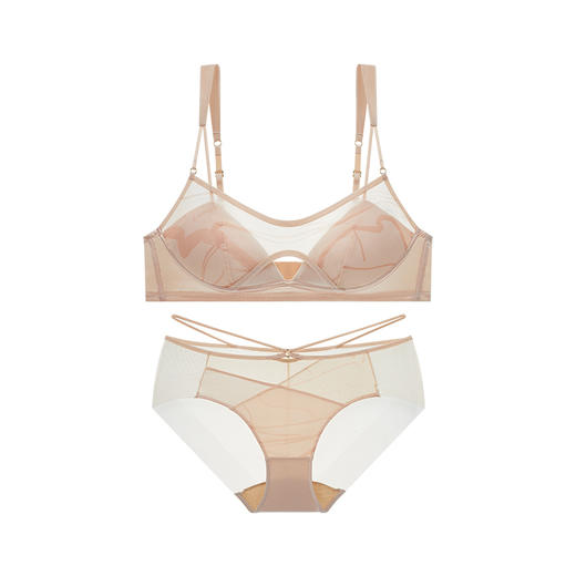 里性 LIVARY MIO 春纹-Spring Vein 双罩杯真丝内衣网纱印花无钢圈文胸 商品图9