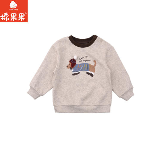 棉果果秋季新品男童亚麻色大毛圈圆领套头卫衣M312180225475 商品图1