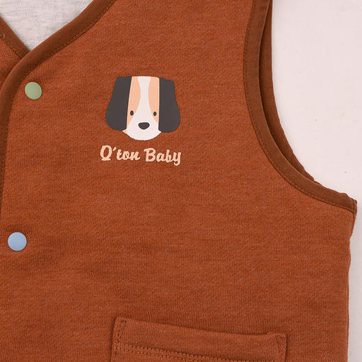 棉果果秋季新品男童金赭石色绗棉加棉两面穿马甲M312171225466 商品图5