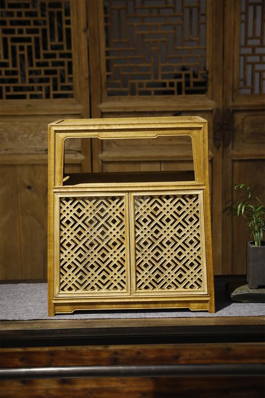 楠木镂空窗格茶水柜储物柜 商品图0