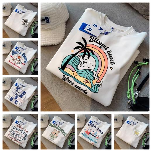 「几十款可选！29.9到手」2025夏季新款纯棉短袖t恤女韩版宽松女装卡通印花半袖上衣打底衫 商品图0