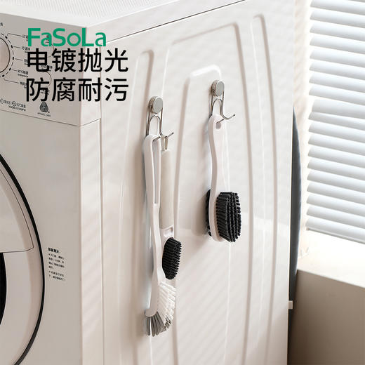 FaSoLa吸盘式不锈钢双头挂钩洗脸巾免打孔抽纸浴室强力承重真空纸巾双钩 商品图3