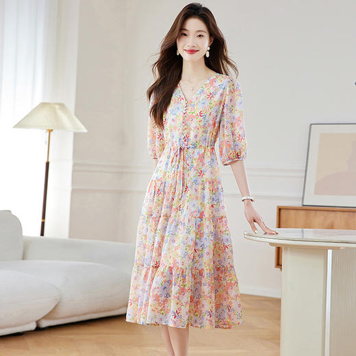 【预售3天】PY 超仙法式碎花V领中袖连衣裙 &2760 商品图3