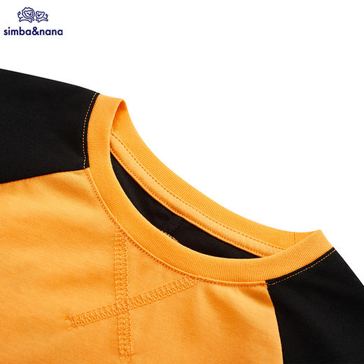 【辛巴娜娜】simbanana夏季新款短袖男童纯棉圆领拼接撞色半袖上衣 商品图2