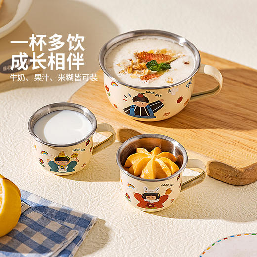 摩登主妇316L不锈钢杯子防摔小水杯儿童专用敞口牛奶杯家用早餐杯 商品图3