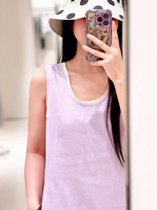 【高品质私服】【IC粉紫亚麻平纹两件套连衣裙】如蝉翼般轻透贴肤，尽显独特东方美感，营造出利落又适宜的春夏氛围G1474-CC【无标出货 介意慎拍】 商品图6
