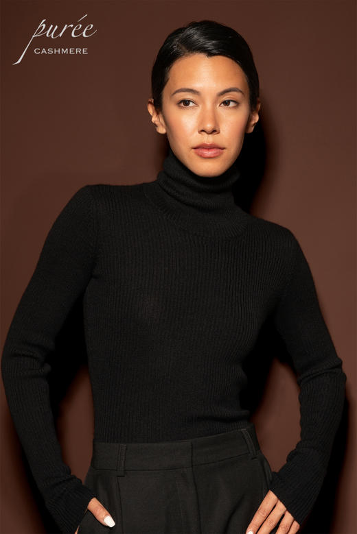 #1971「RIBBED BASICS - TURTLENECK」 55% SILK 45% CASHMERE 精纺丝羊绒罗纹打底-高垂领 商品图1