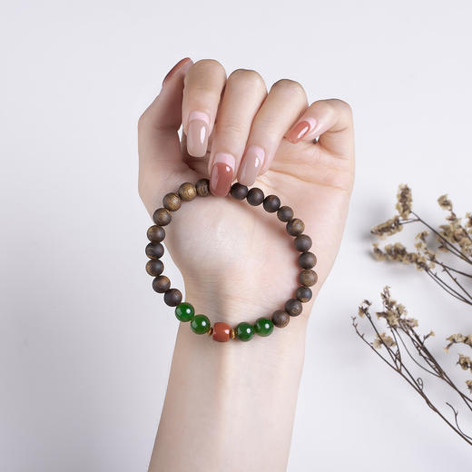 xy0438沉香+南红碧玉素雅手串 商品图5