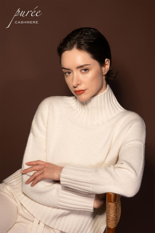 #1969「CASHMERE COCOON SWEATER」 100% CASHMERE 羊绒高口领茧形厚毛衣 商品图1