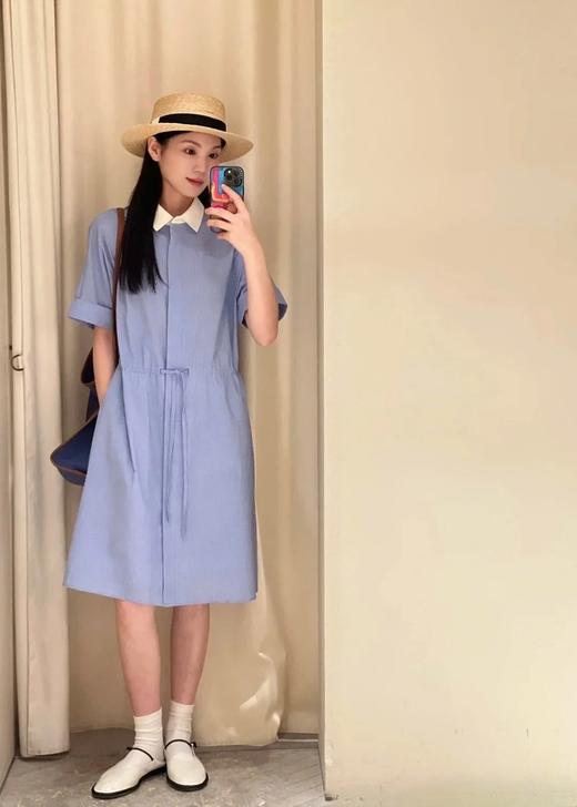 【高品质私服】【IC棉涤色织布连衣裙】A字裙摆 纹路清晰 色织工艺 凹凸纹理G1472-CC【无标出货 介意慎拍】 商品图4