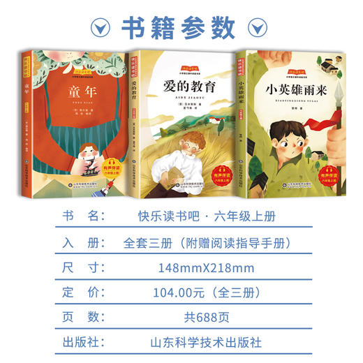 快乐读书吧六年级上册（全三册）童年 爱的教育 小英雄雨来 商品图2