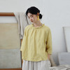 绽放409朵/【莫兰迪系列】色织亚麻小方格高支雨露耳领毛边套头小衫女 商品缩略图0