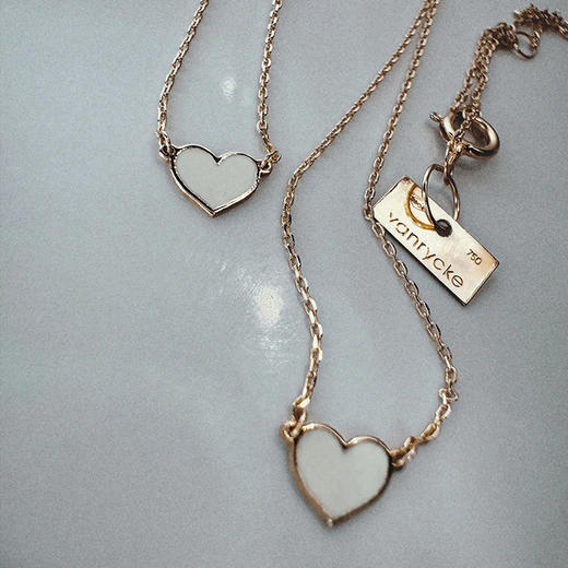 北京仓｜Vanrycke-Emoji-18K玫瑰金 心形 白色 珐琅 项链［法国设计师］ 商品图5