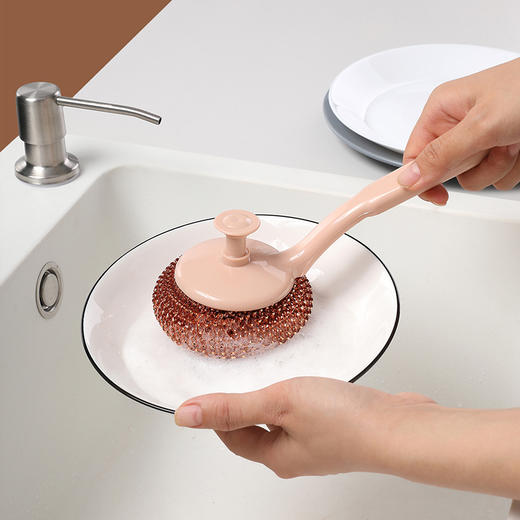 【批发】美丽雅可换式带柄金丝耐用锅刷赠替换装1个 1套 商品图5