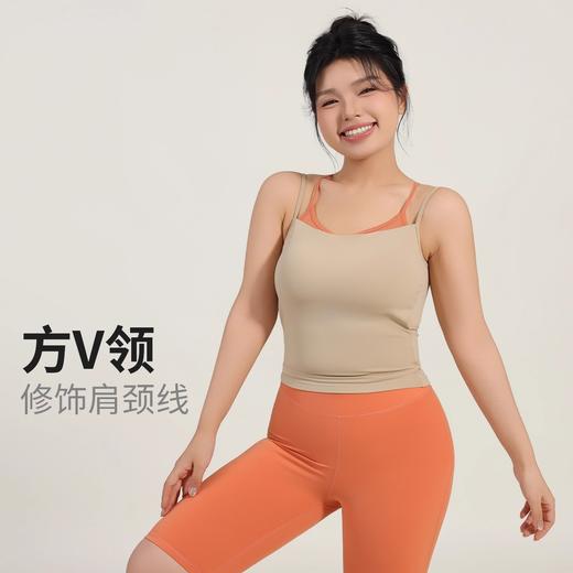 【限时秒】YOGACODE【火树银花系列】大码吊带背心女加大固定杯不跑杯假两件撞色瑜伽服DWC215156 商品图2