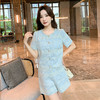 奢姿大码女装2025夏季圆领波西米亚风织带刺绣短袖加显瘦短裤套装9952922308 商品缩略图1