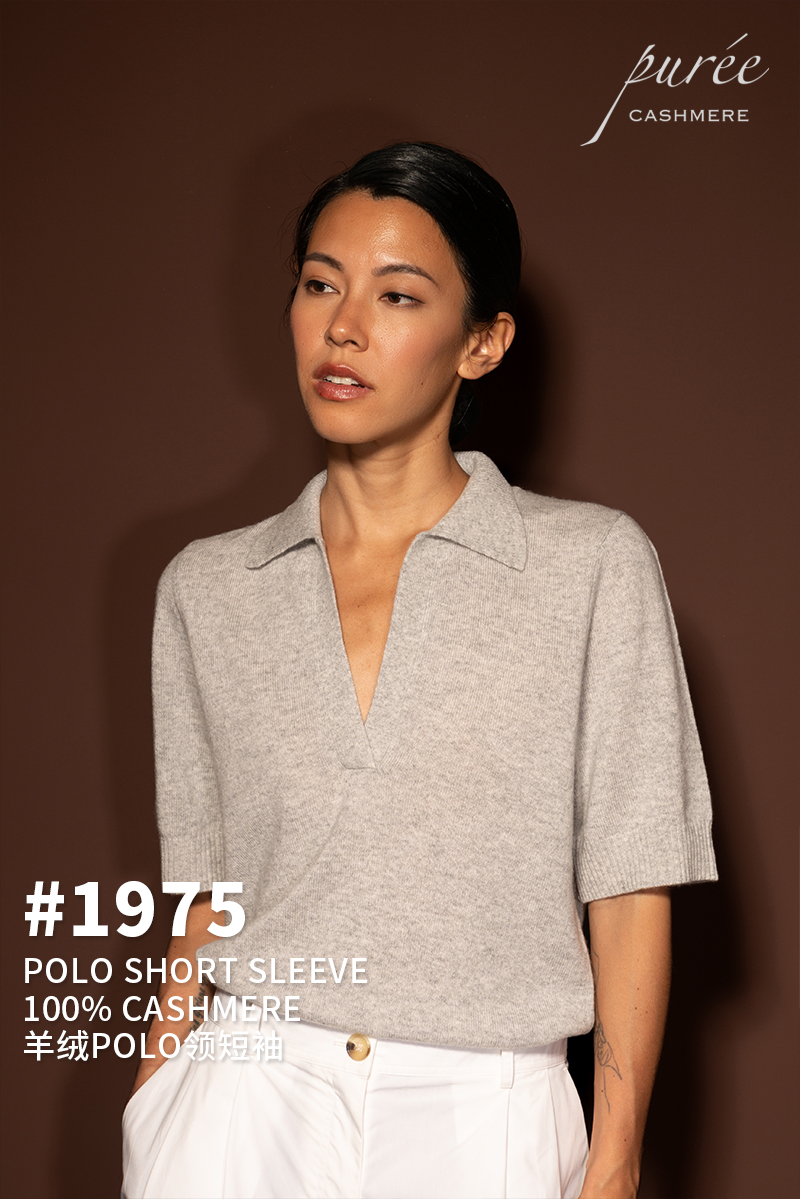 #1975「POLO SHORT SLEEVE」 100% CASHMERE 羊绒POLO领短袖