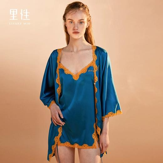 里性 LIVARY MIO 宣言 性感蕾丝真丝睡袍复古晨袍家居服 商品图2