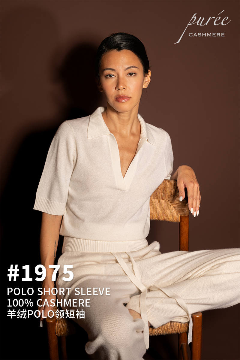 #1975「POLO SHORT SLEEVE」 100% CASHMERE 羊绒POLO领短袖