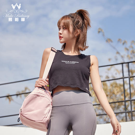 【清仓打包促】慕柏郦瑜伽服女韩版简洁短袖专业跑步透气休闲背心1366 商品图5