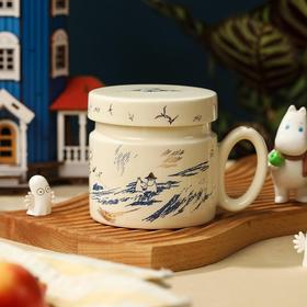 姆明复古实用陶瓷花茶杯|完全瓷化，骤冷骤热不易炸裂|带盖带茶漏