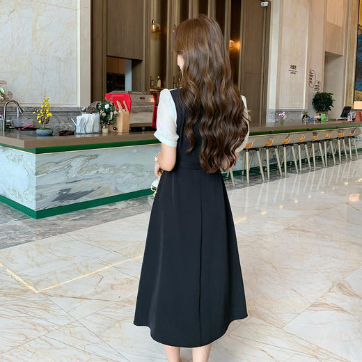 奢姿大码女装2026夏季假两件拼接圆领连衣裙胖妹妹时尚简约裙子9952803397 商品图3