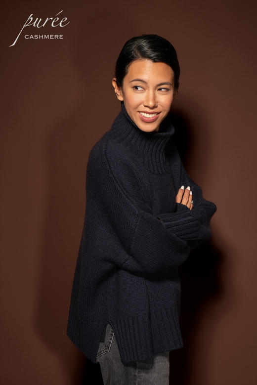 #1969「CASHMERE COCOON SWEATER」 100% CASHMERE 羊绒高口领茧形厚毛衣 商品图5