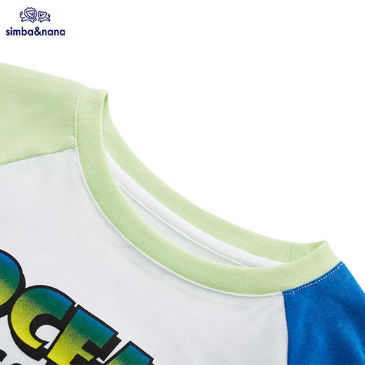 【辛巴娜娜】simbanana男童短袖t恤纯棉儿童夏季白色上衣新款撞色体恤夏装 商品图2