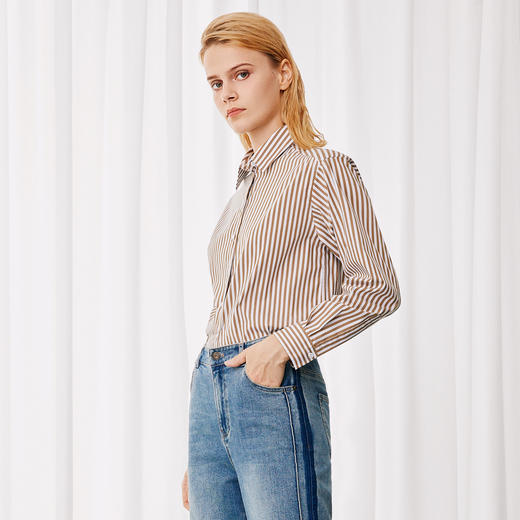 EITIE爱特爱秋季新款条纹通勤简约显瘦衬衫7909607 商品图2