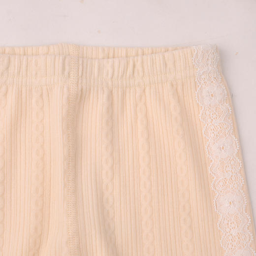 棉果果秋季新品女童奶油色针织提花打底裤M322206225445 商品图3