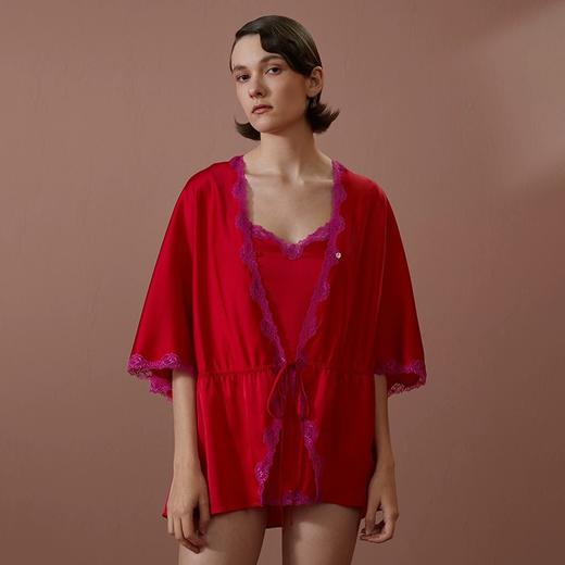 里性 LIVARY MIO 宣言 性感蕾丝真丝睡袍复古晨袍家居服 商品图11