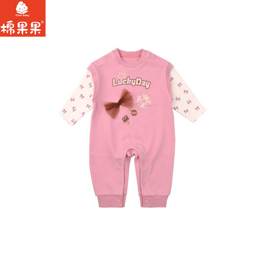 棉果果秋季新品女童蔷薇粉套头连体衣M322727225416 商品图1