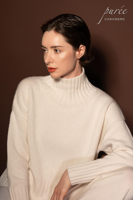 #1969「CASHMERE COCOON SWEATER」 100% CASHMERE 羊绒高口领茧形厚毛衣 商品图5