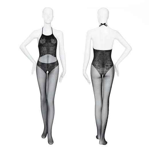 【情趣内衣】霏慕假式内裤字母开裆连身袜7507 商品图7