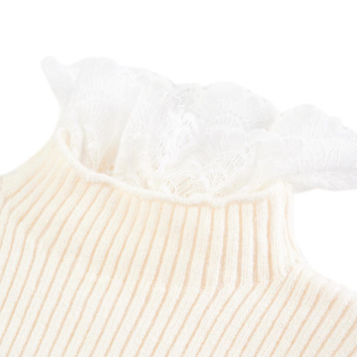 【辛巴娜娜】simbanana女童秋冬新款宝宝蕾丝花边领口基础百搭打底针织衫 商品图3