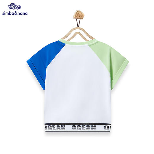【辛巴娜娜】simbanana男童短袖t恤纯棉儿童夏季白色上衣新款撞色体恤夏装 商品图1