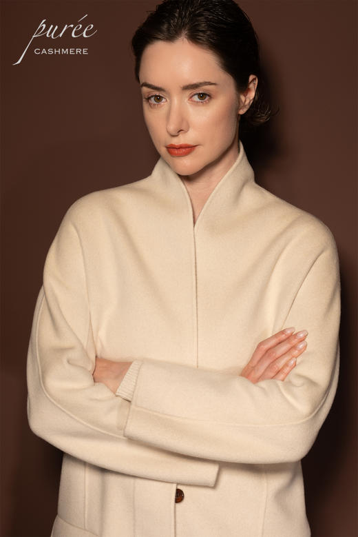 #0929「INVISIBLE LAPEL COAT」85% WOOL 15% CASHMERE 弧形领隐形前扣大衣 商品图1