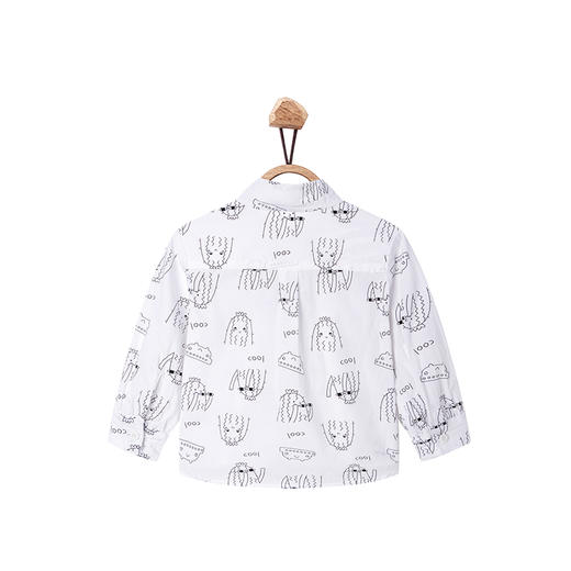 【辛巴娜娜】simbanana男童白色涂鸭衬衫春秋季儿童薄款衬衣炸街痞帅洋气上衣 商品图1