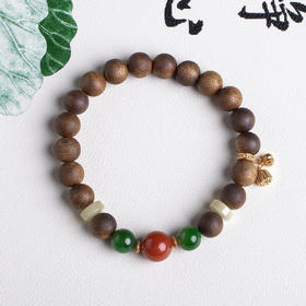 xy0436沉香+南红碧玉莲蓬手串