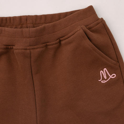 棉果果秋季新品女童焦糖棕大毛圈微喇针织长裤M322200225442 商品图1