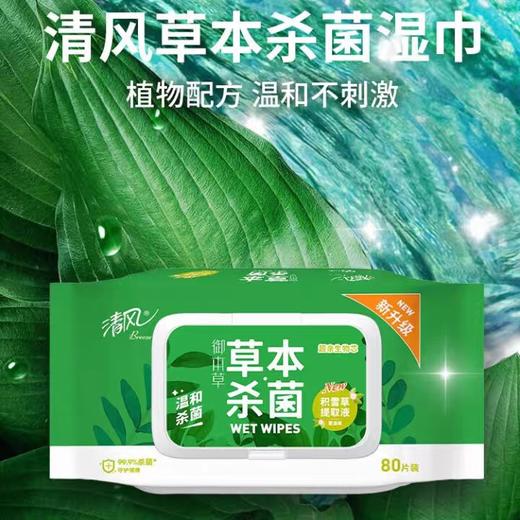 清风草本杀菌湿巾80片 商品图1